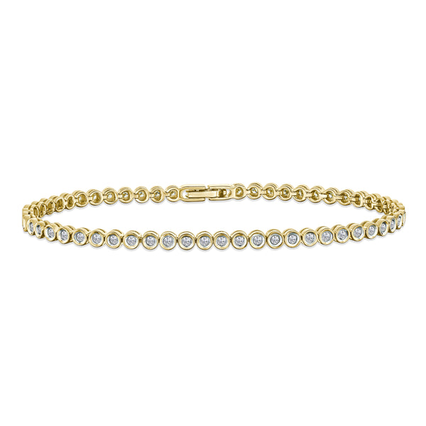 1ct Lab Diamond Tennis Bracelet Rub Over Style in 18K Gold Vermeil